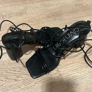 Calvin Klein strappy heels, worn once!